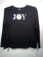 Croft & Barrow Classic Tee Women XXL Black Holiday Embellished Long Sleeve