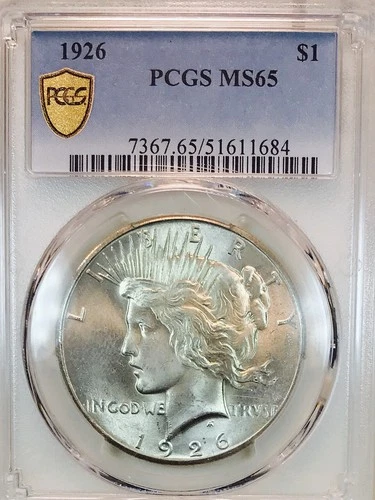 1926 PEACE PCGS MS65 WHITE AS WHITE BLAZER! CLEAN CHEEK! PQ++++RARE  NR #64413
