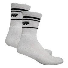 Tuffstuff Crew Socks White 2 Pairs Cotton Blend Reinforced Heel  Toe