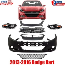 Front Bumper Cover Primed & Grille Assembly Kit For 2013-2016 Dodge Dart