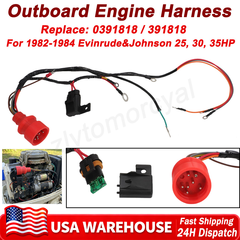 For 1982-84 Evinrude Johnson 25,30,35 HP Outboard Engine Wiring