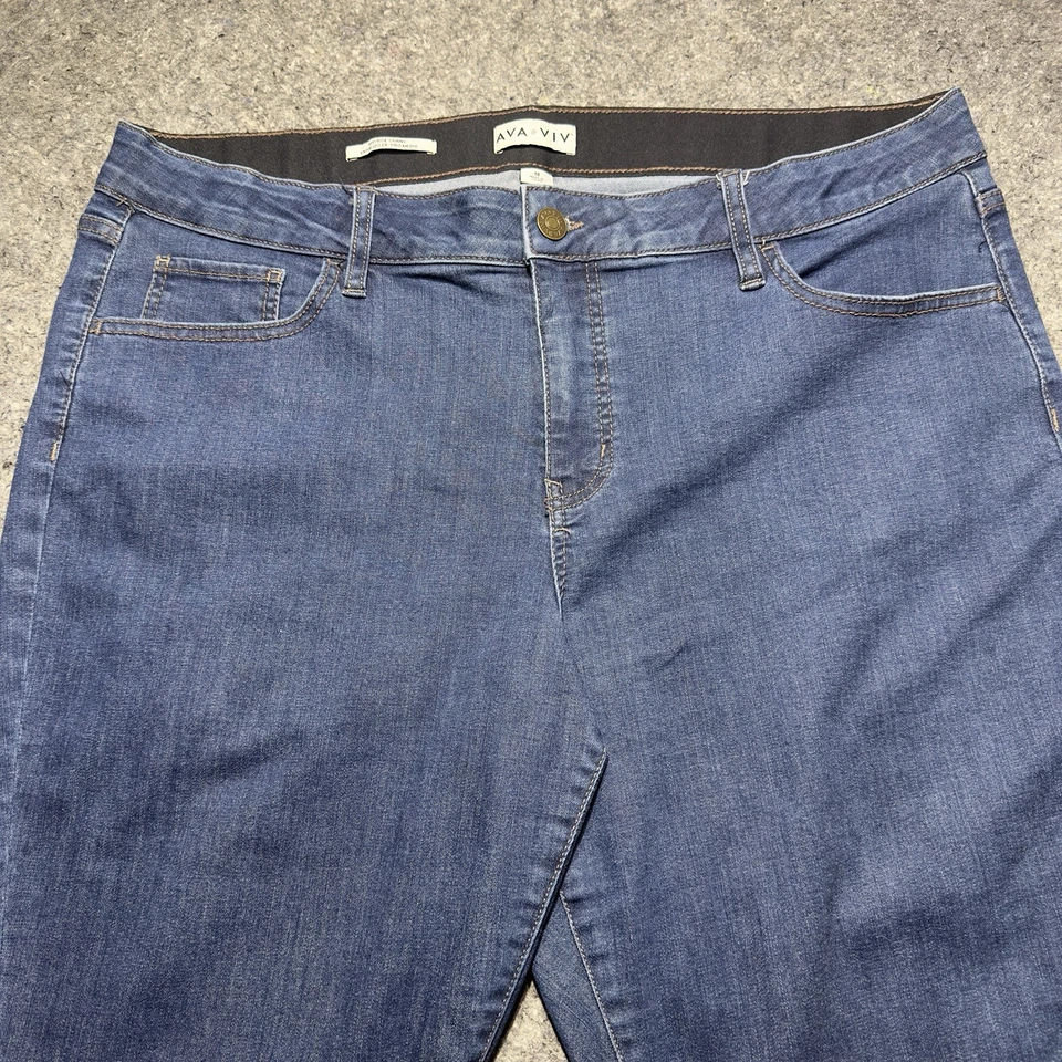 Ava & Viv Mid Rise Skinny Women's Sz 18 Elastic Waist Blue Denim Stretch Jeans - Image 2 of 4