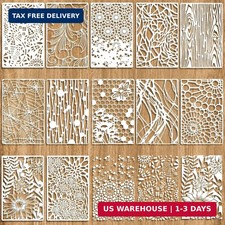 12 Pcs Abstract Geometric Texture Stencils for Painting, Mixed Stencils for Craf