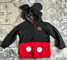 Disney Parks Mickey Mouse Unisex Kids Full Zip Fleece Colorblock Hoodie XS