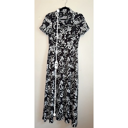 ABITO MIDI RACHEL COMEY ASCIA FLOREALE IN STAMPA NERA taglia 4 - Foto 9 di 14