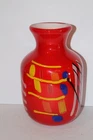 Murano Art Glass Vase 9.25" Red Multicolor Heavy 5lb