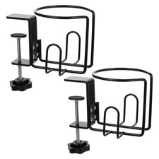 2 Pcs Large Desk Cup Holder, Anti-Spill Clip-On Table Cup Holder for Lawn Cha...