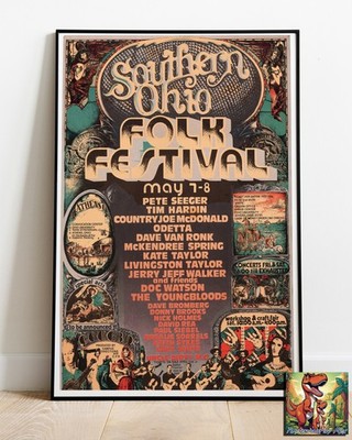 Pete Seeger 1971 Southern Ohio Folk Festival Konzert Tour Repro Poster - 36''x24''