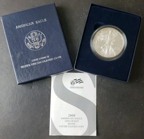 2008 W Burnished $1 American Silver Eagle Dollar