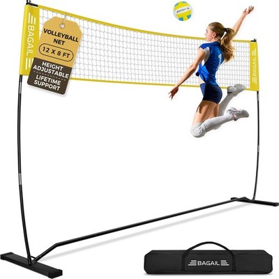 BAGAIL 12ft tragbares Volleyballnetz, höhenverstellbar, freistehendes Set mit