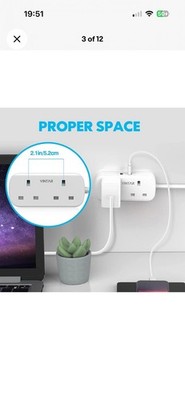 VINTAR Doppelstecker Adapter mit 2 USB, 2-fach Stecker Verlängerung Mehrfachsteckdosen Wand