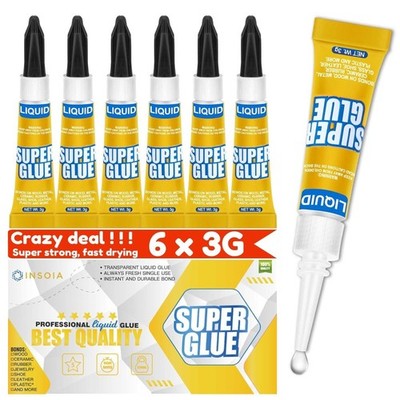 Super Glue Strong Adhesive Cyanoacrylate Quick Dry Instant Bond for Plastic