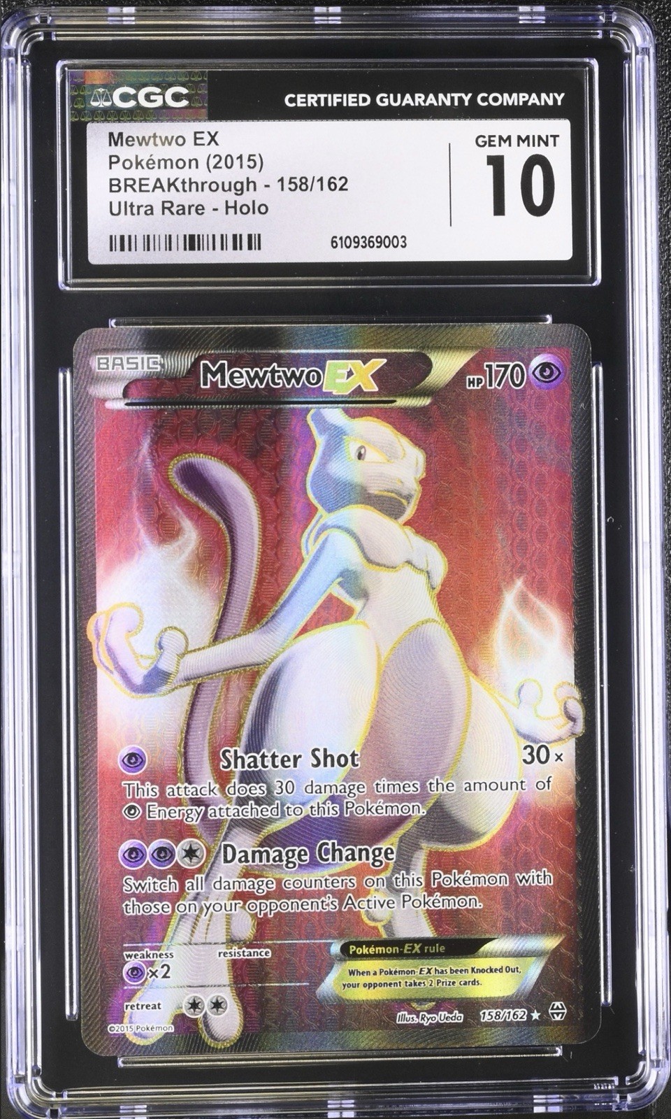 2015 Pokemon XY BREAKthrough Mewtwo EX 158/162 CGC 10 Gem Mint