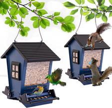 -Bird Feeder Squirrel Proof Metal Hanging for Outdoor Wild Bird Seed, with Bilat
