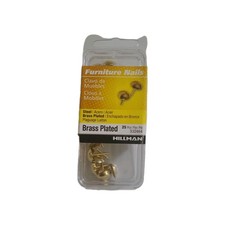 SMOOTH BRASS FINISH FURNITURE NAILS, Item 532464, 25 Per Package, Steel