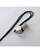 Football Soccer Sports Metal Referee Whistle Black Lanyard Emergency 2PCS