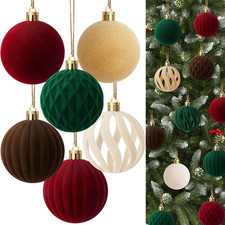 20 Velvet Christmas Ornaments, 2.75 Inch Shatterproof Multicolor Set