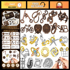 24 Pcs Metal Brain Teaser Puzzles for Adults - IQ Logic Games, Fun Challenges