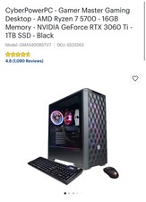 CyberPowerPC Gaming Desktop AMD Ryzen 7 5700 3.7GHz 16GB RAM 1TB SSD RTX 3060Ti
