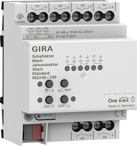 Gira 502300 Schaltaktor 6Fach 16A Jalousieaktor 3Fach 16A Standard Gira One Knx-image