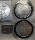 5 Oz Silver .999 Walking Liberty Bull Vs Bear Aztec sundial ring Monarch lot
