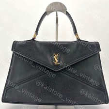 Borsa a mano Yves Saint Laurent logo YSL in pelle nera autentica dal Giappone