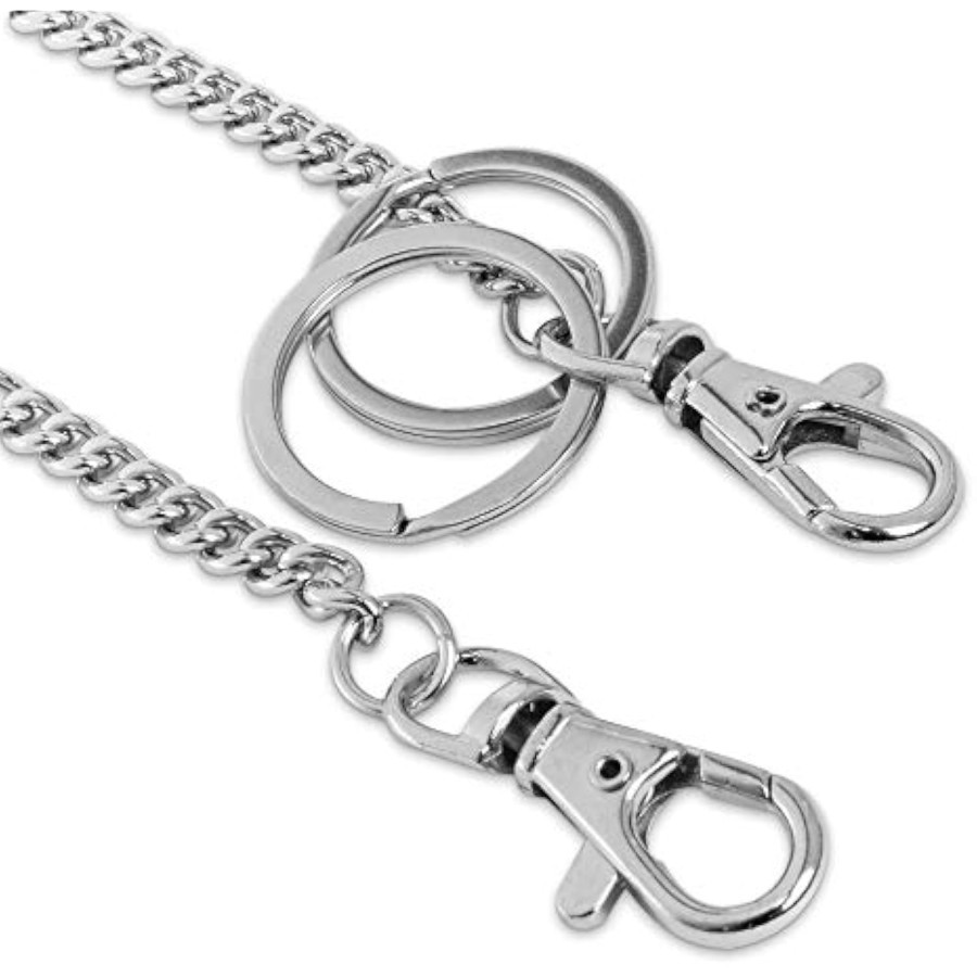 Super Z Outlet 18" Silver Nickel Plated Pocket Keychain String with Bo