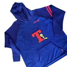 Vintage Looney Tunes Women's Navy Embroidered Tweety Bird Hooded Sweater 2X