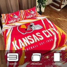 New Kansas Football Cover Bedding Set Duvet Cover Set 4pcs /Free Hat Included