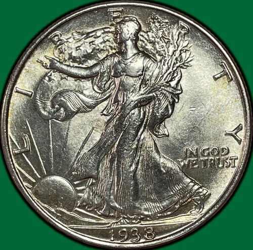 1938 Walking Liberty Half Dollar Choice Almost Uncirculated AU+ Coin #36396