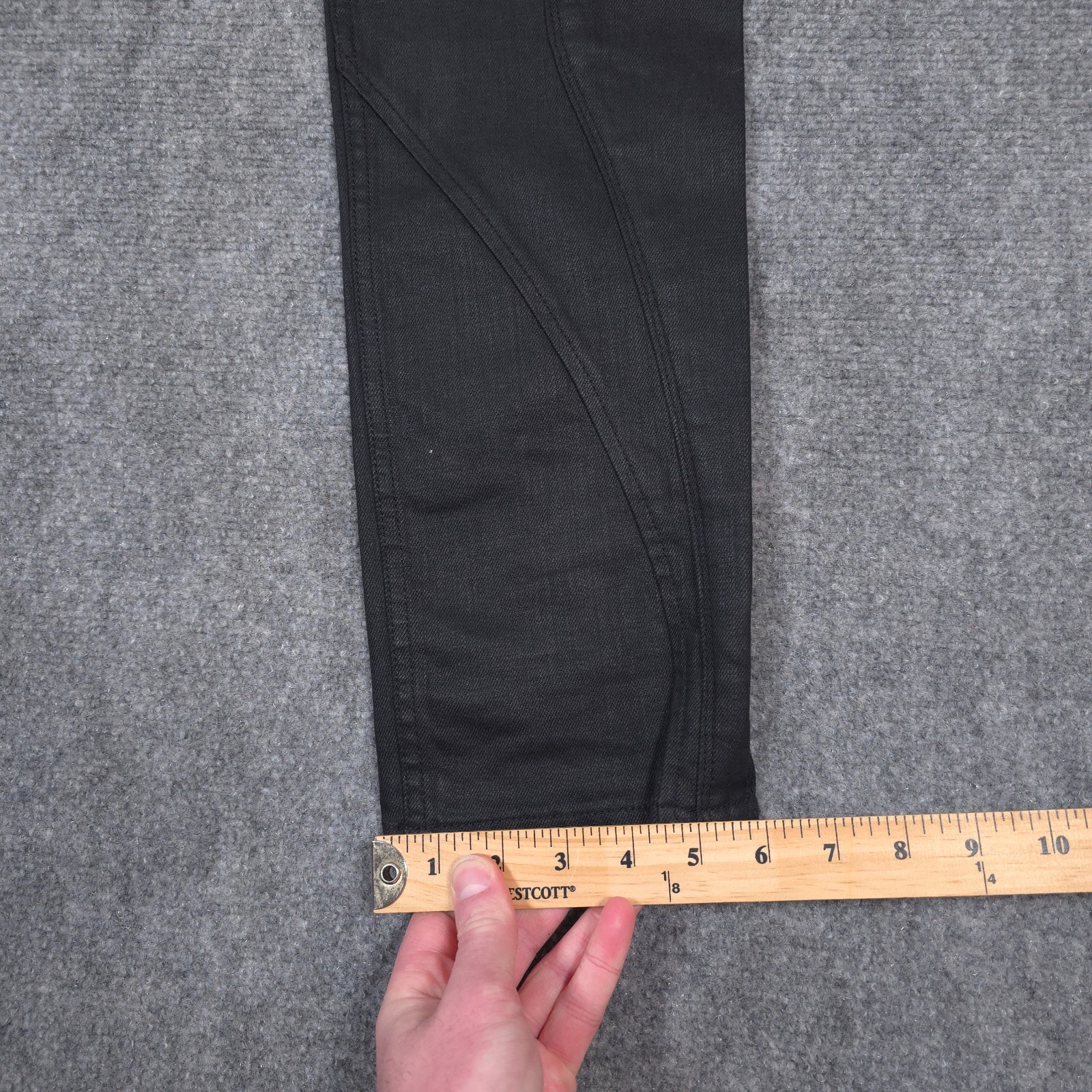 HUGO Boss Pants 32x30* Black Moto Biker Wax Coated Jeans Japanese Denim READ thumbnail 13