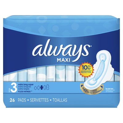 Always Ultra Thin Pads Size 3 Extra Long Super Pads With Flexi Wings 26 Count