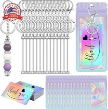 42/84/126 Pcs Beadable Keychain Bars Bulk Blank DIY Beaded Keychain Making Suppl