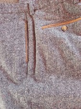 Vintage ORVIS Donegal Wool Tweed Pants Leather Piping on Pockets Sz. 34-29