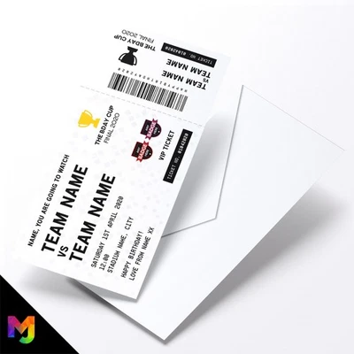 MJ DESIGN & PRINT Personalised Mock Football Match Ticket For Birthday / Christmas Gift Present