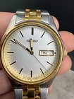 Vintage Seiko Watch Unisex Silver and Gold Tone Untested 7”