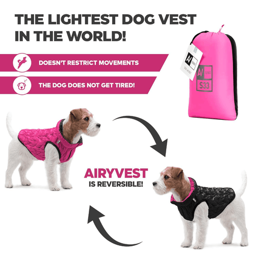 Dog Winter Coat S Size Pink Black Lightweight Reversible Warm Dog Jacket - Picture 4 of 6