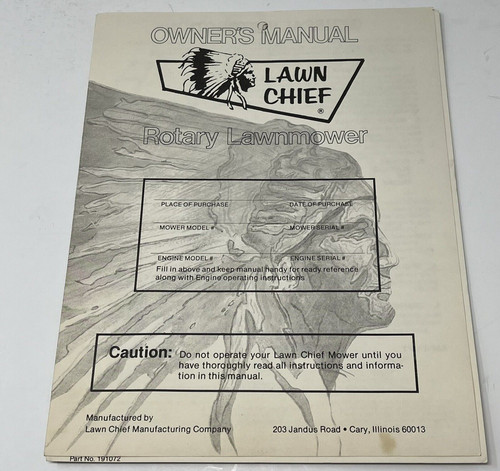 1976 Lawn Chief Rotary Lawn Mower Owner's Manual Operating Instructions Guide