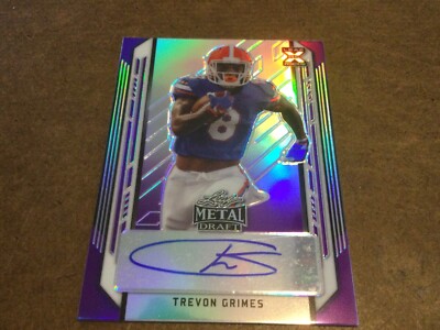TREVON GRIMES 2021 Leaf Metal Draft Purple Prismatic Auto RC /25 Gators