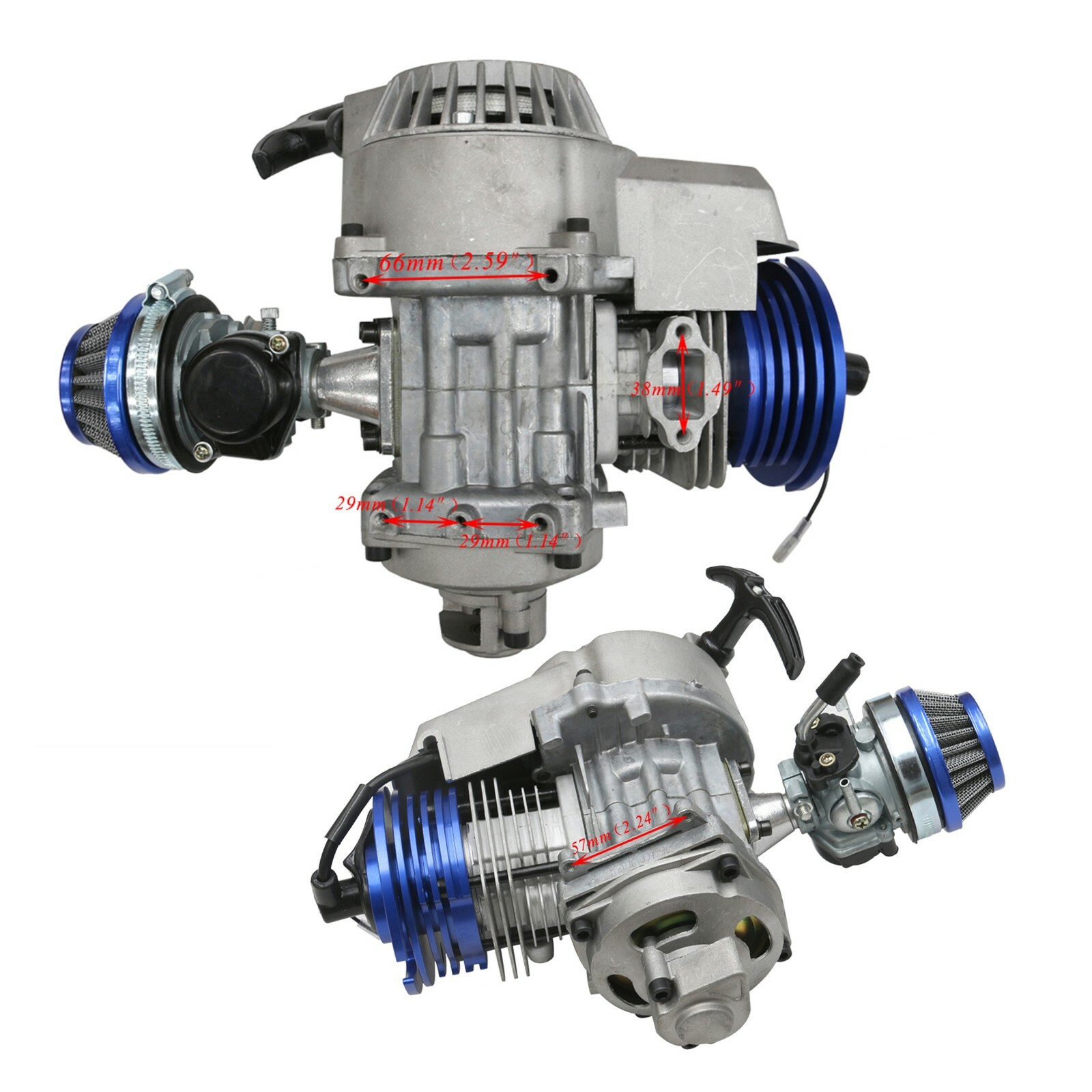 Big Bore Racing 49cc Engine Motor Gearbox for 2 Stroke Scooter Pocket ...