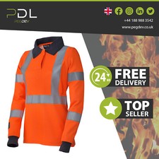 PDL - PROGARM Hi-Vis Orange FR Arc Flash Ladies Work Quality Long Sleeve Polo