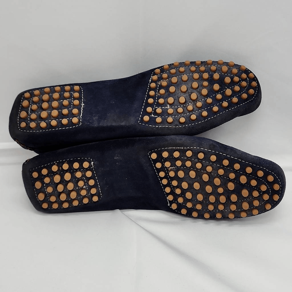 J. Crew Women's Suede Leather Tassel Slip On Moccasin Shoes Navy Blue