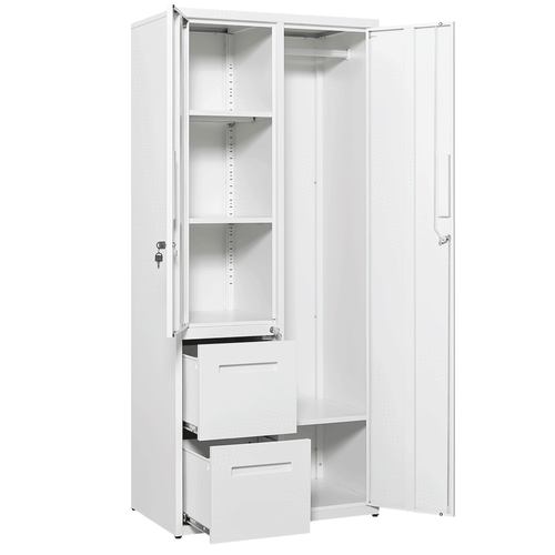 Home 2 Doors Metal Wardrobe Armoire Freestanding Armoire Wardrobe Closet Clothes