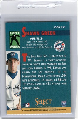 SHAWN GREEN 1995 SELECT CAN'T MISS BLUE JAYS K3 | eBay