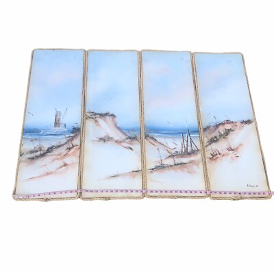 E Moore Eileen Shannon  Painting Canvas Ocean Beach  Seascape 1981 set of 4