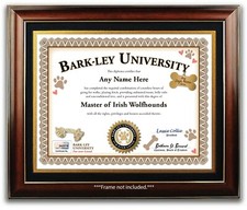 Irish Wolfhound PERSONALIZED CERTIFICATE Diploma - Dog Tag Toy Puppy Care - GIFT