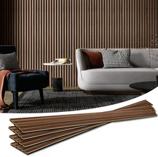 4-Piece Wood Slat Acoustic Panels for Stylish Decor and Noise Reduction, 3D Text