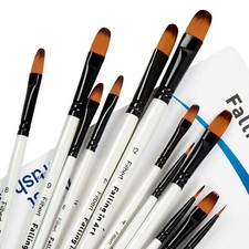 Falling in Art Paint Brushes Set, 12 PCS Nylon Professional Filbert Paint Bru...