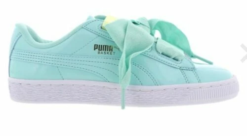 Raramente pureza Culo Womens Puma Basket Heart White Patent Leather Rihanna Creeper ARUBA BLUE |  eBay