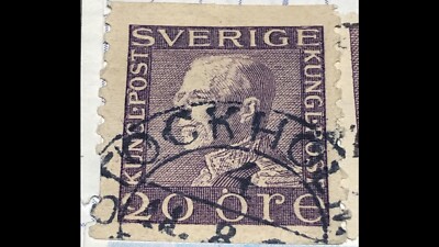 Sweden - Sverige - Rare King Gustav V - Violet 20 Ore Stamp - 1920